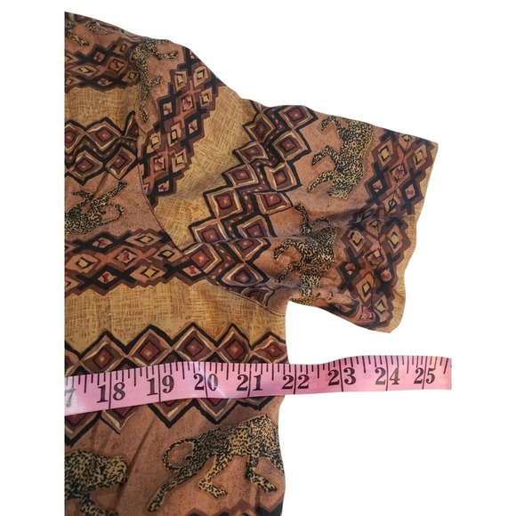 Anna and Frank Women Shirt Leopard Print Button Up Collared 100% Silk Blouse Top - Picture 7 of 10